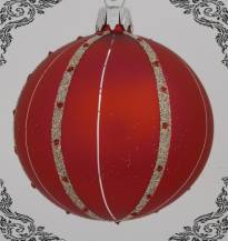 skleněná vánoční koule koruna červená, 3ks