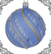 skleněná vánoční koule luxury světle modrá, 4ks