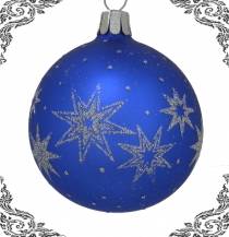 skleněná vánoční koule nova modrá, 4ks