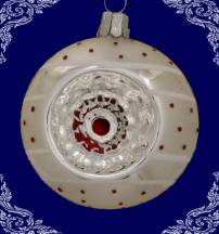 skleněná vánoční koule retrotečka červená, 4ks