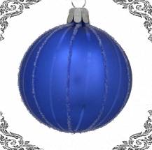 skleněná vánoční koule runway modrá, 3ks