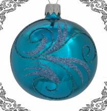 skleněná vánoční koule serpent tyrkysová, 3ks