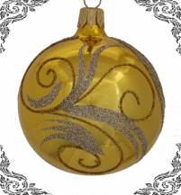 skleněná vánoční koule serpent zlatá, 3ks