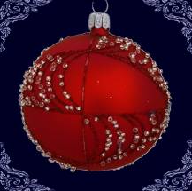 skleněná vánoční koule sultan červená, 4ks