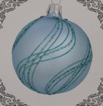 skleněná vánoční koule vlasy modrá, 3ks