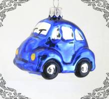 Skleněná vánoční ozdoba auto brouk modrý, 1ks