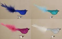 Skleněný  pták posyp multicolor, 12ks