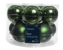 Tmavozelené skleněné koule 6cm, 10ks