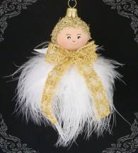 Vánoční figurka anděl zlatá stuha, 1ks