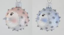 Vánoční ozdoba ježek kulatý růžový a modrý, 5ks