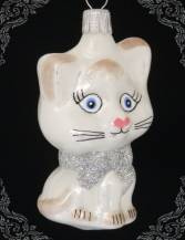 Vánoční ozdoba kočka Micka porcelán, 1ks